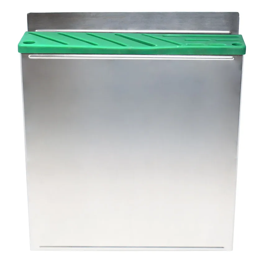 Stainless Steel Knife Rack with Green Plastic Insert