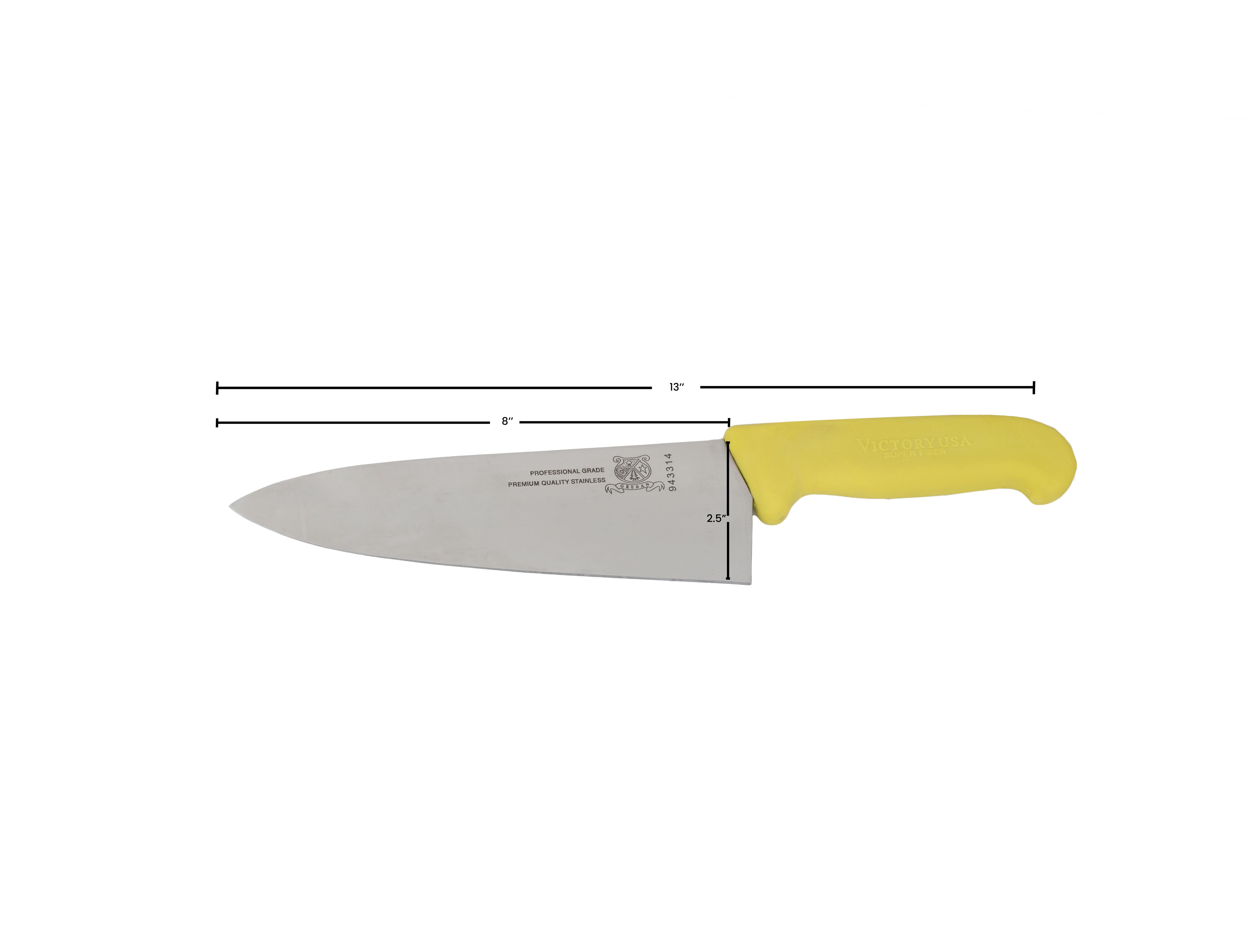 8" Medium Cook Knife with Yellow Super Fiber Handle