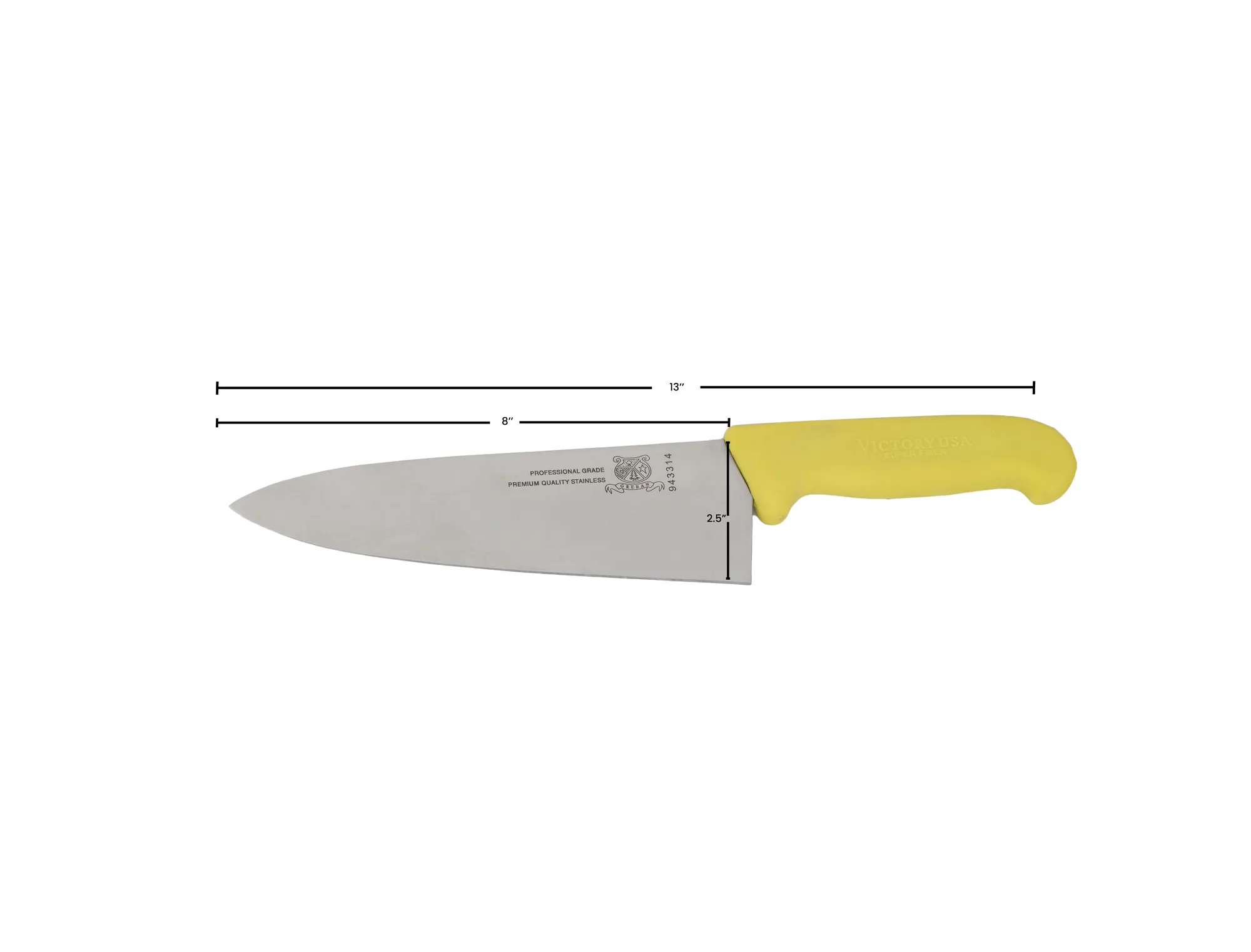 8" Medium Cook Knife with Yellow Super Fiber Handle