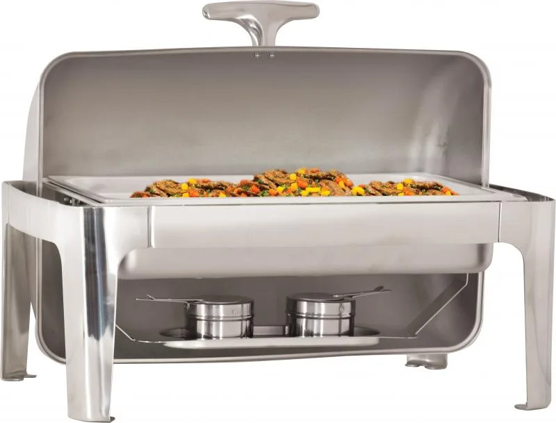 9 L / 9.5 qt Stainless Steel Round Chafing Dish with Roll Top Cover