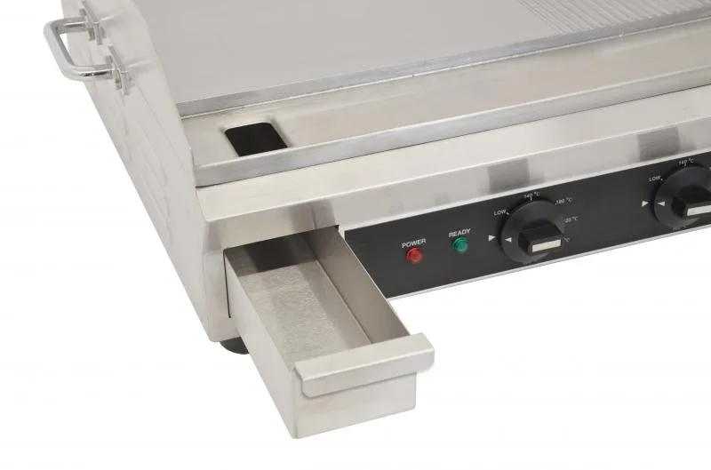 Stainless Steel Griddle with Half-Smooth and Half-Ribbed Surface and 23.87″x 16″ Cooking Area