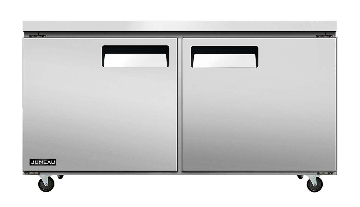 Juneau 60″ Undercounter Refrigerator Double Doors Stainless Steel, 8.9 cu.ft. Capacity, 115 V, 510 W
