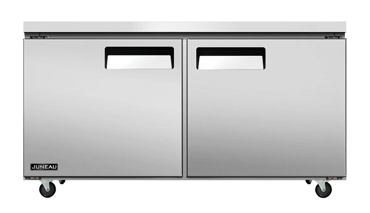 Juneau 60″ Two (2) Door Undercounter Refrigerator, 8.9 cu.ft. (252 L), Stainless Steel