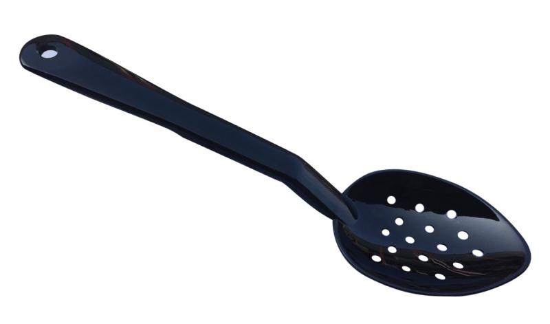 13" Black Polycarbonate Perforated Serving Spoon