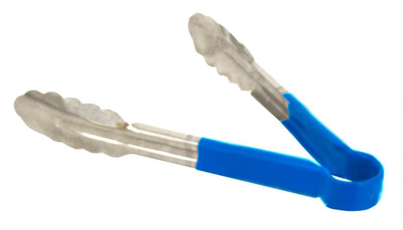9" Heavy-Duty Utility Tongs with Blue Plastic Handle