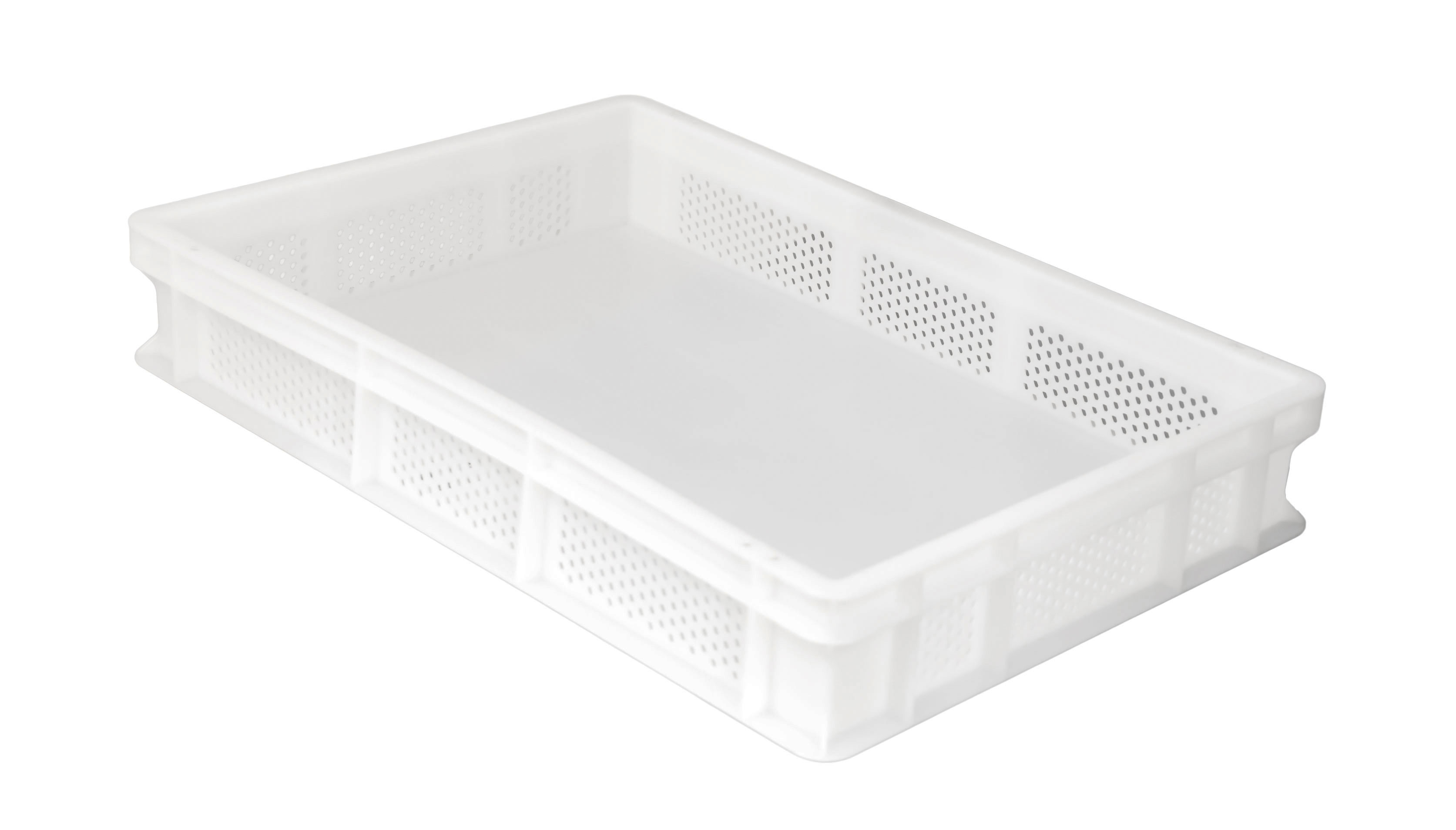 23.6” x 15.7” x 3.9″ Polypropylene Pasta Tray with Solid Base and Perforated Sides
