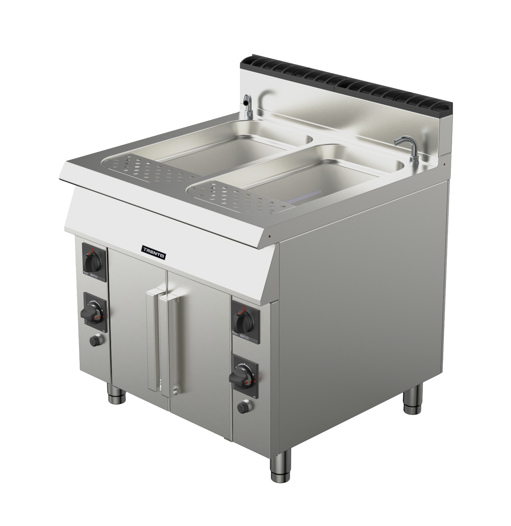 Trento 2 x 12 (45L) Gallon Double Tank Natural Gas Pasta Cooker, Double Burner – 156,000 BTU