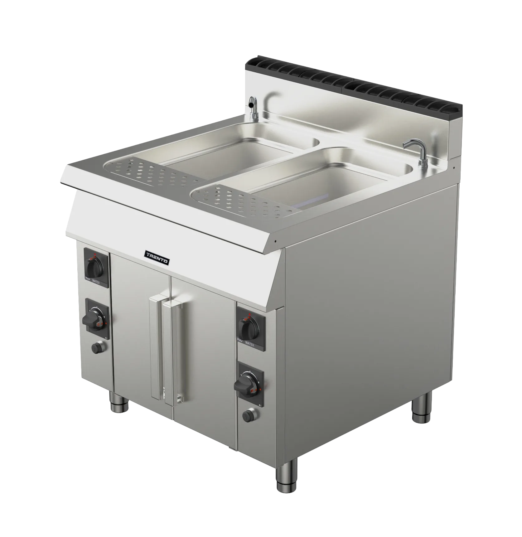 Trento 2 x 12 (45L) Gallon Double Tank Natural Gas Pasta Cooker, Double Burner – 156,000 BTU