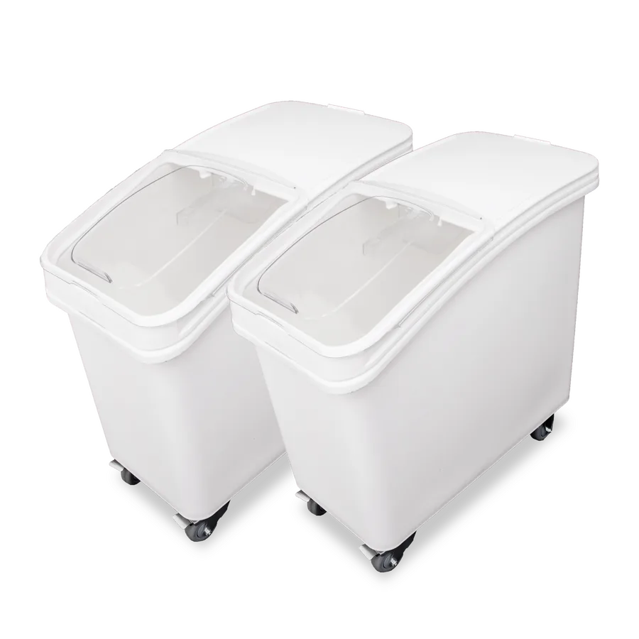 27 Gallon (102 Liter) Ingredient Bin with Sliding Lid and Scoop - Pack of 2
