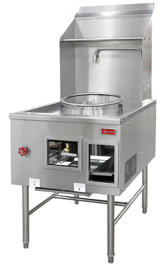 Single Chamber Wok Range with 16″ Ring, Backsplash, Faucet, 125,000 BTU – Natural Gas