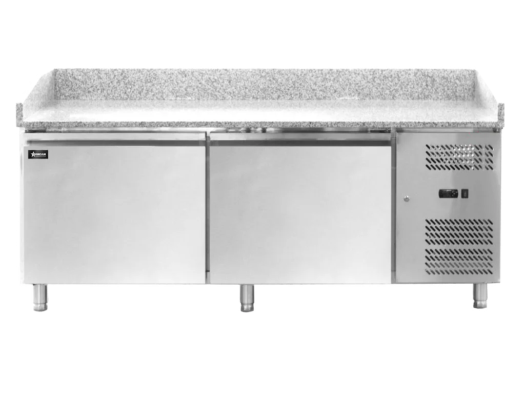 80″ Two (2) Door Granite Top Refrigerated Pizza Prep Table, 20.5 cu.ft. (580 L), Stainless Steel