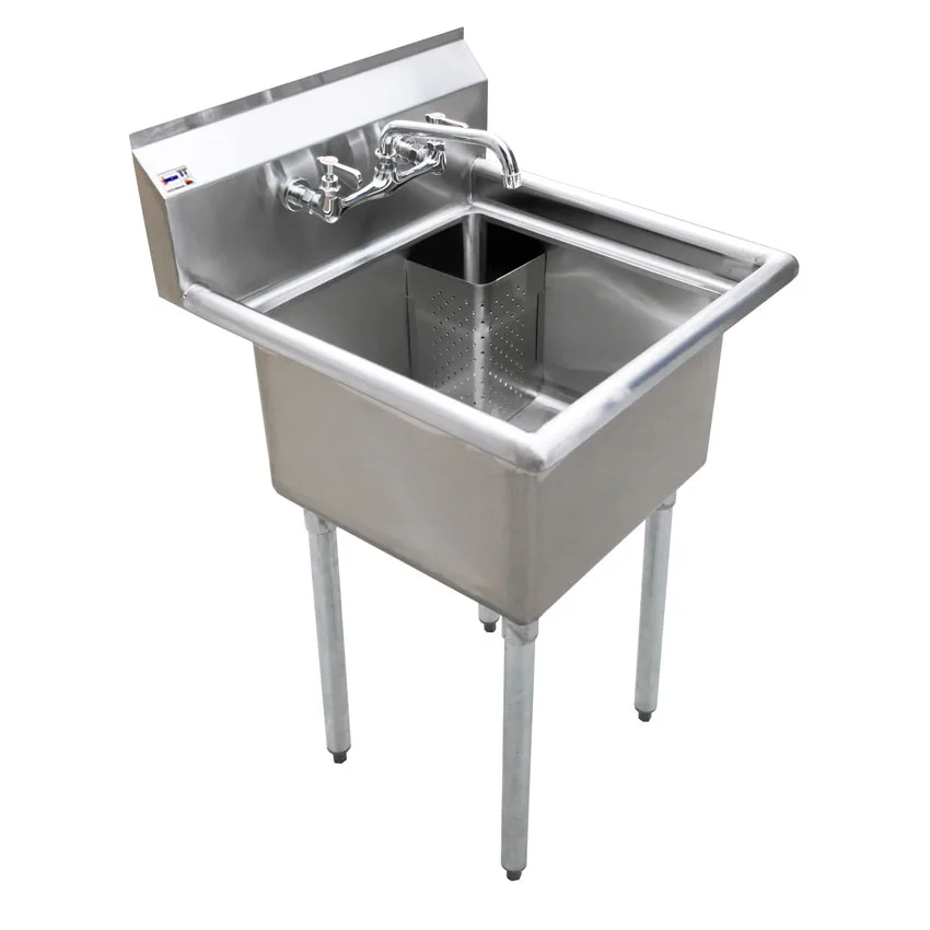 18″ x 18″ x 11″ 18-Gauge Stainless Steel One Tub Sink with 1.8″ Corner Drain Without Drainboard