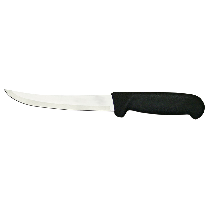 6" Curved Blade Boning Knife with Black Polypropylene Handle