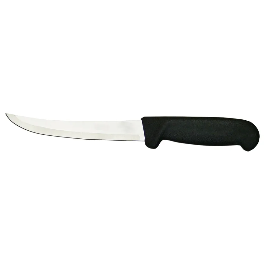 6" Curved Blade Boning Knife with Black Polypropylene Handle