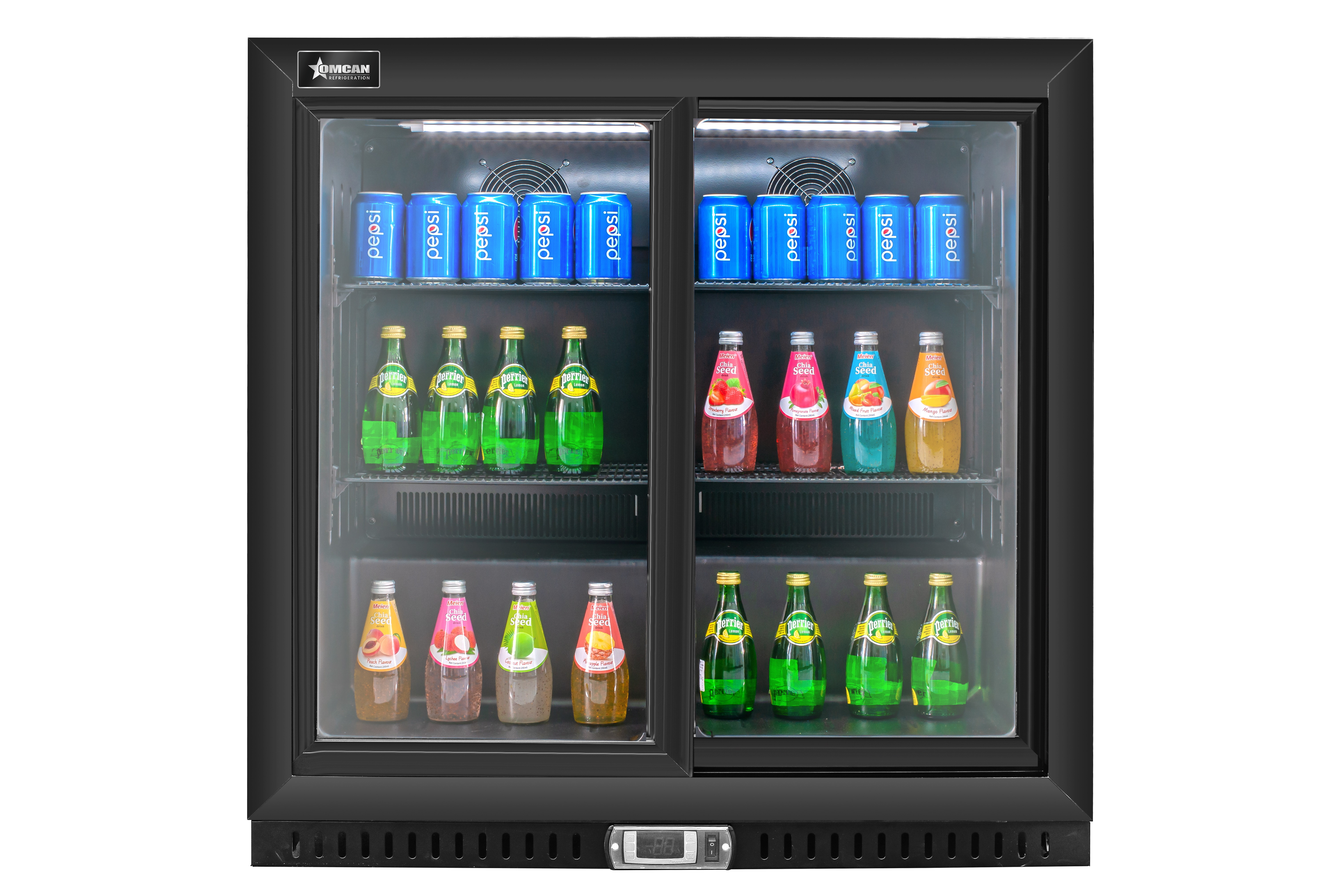 36" One (1) Sliding Door Back Bar Beverage Cooler with Lock, 7.5 cu.ft. (212L), Black