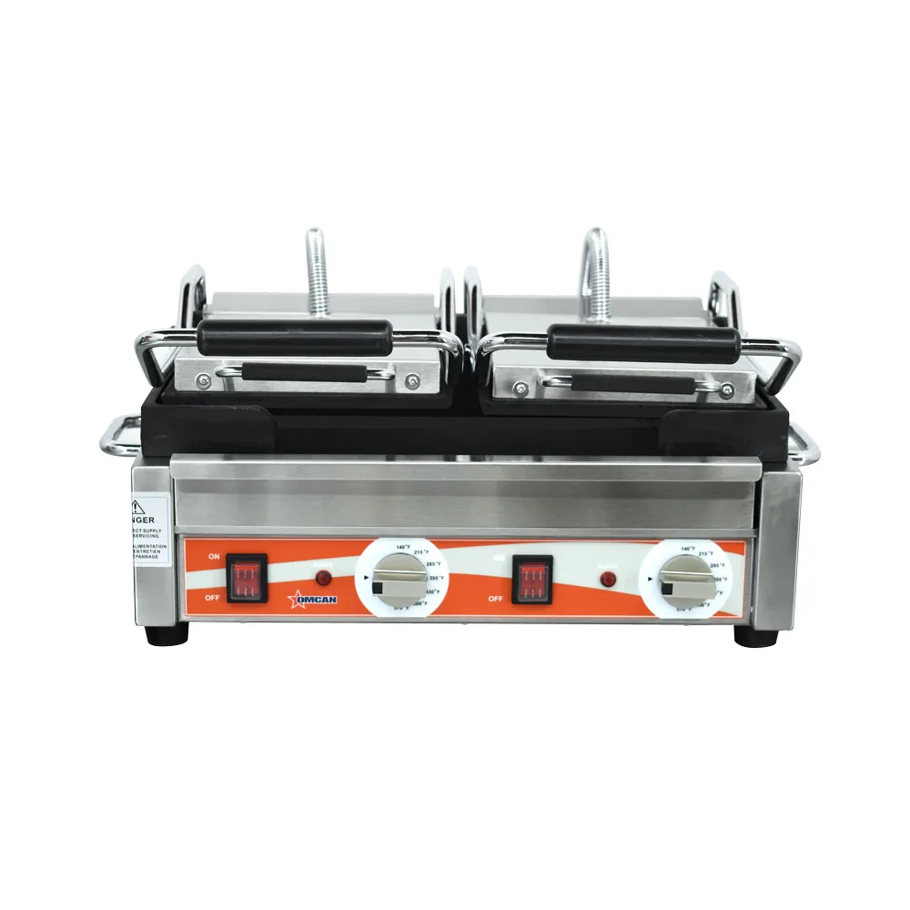 Double Panini Grill with Smooth Plates – 10″ x 18″ Cooking Surface – 220V, 3200W