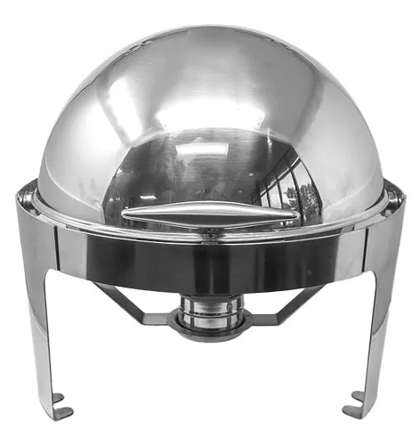 6 qt (5.6 L) Stainless Steel Round Chafing Dish with Roll Top Lid