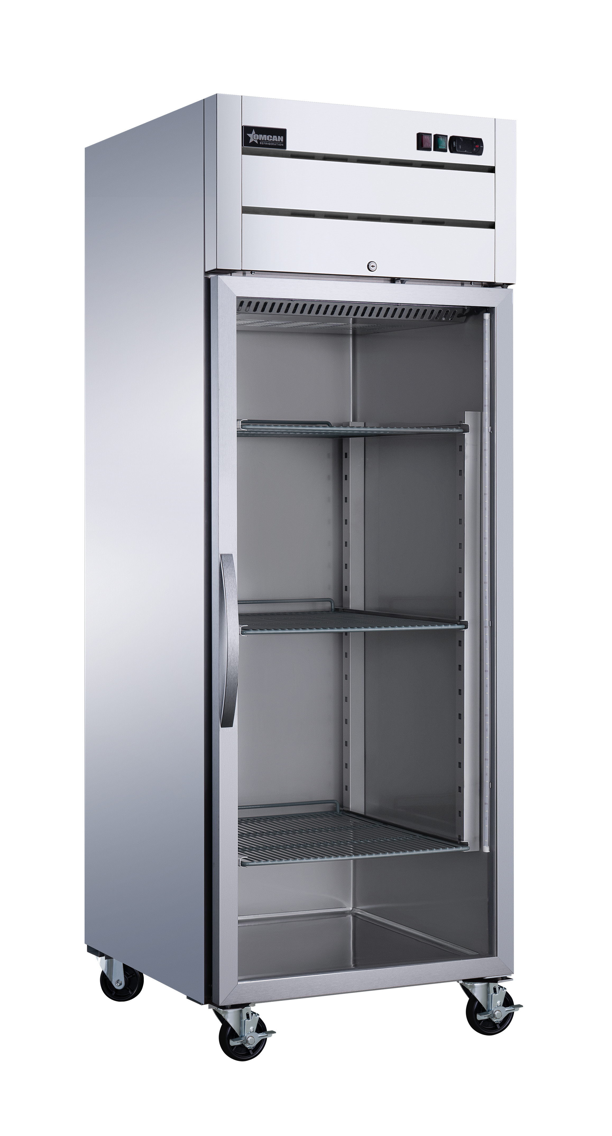 29″ One (1) Glass Door Top Mounted Reach-In Refrigerator, 21.5 cu.ft. (609 L), Stainless Steel