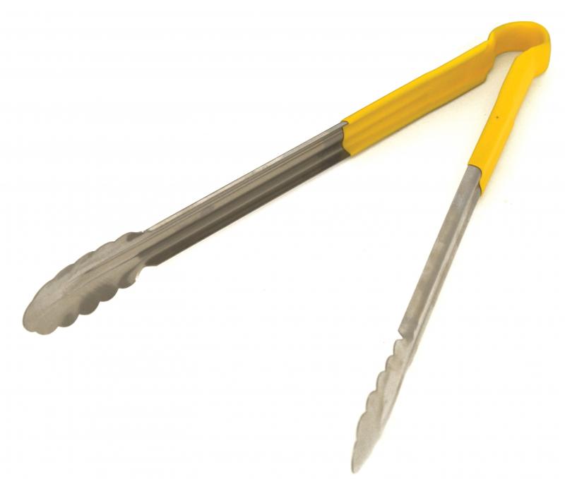 16" Heavy-Duty Utility Tongs with Yellow Plastic Handle