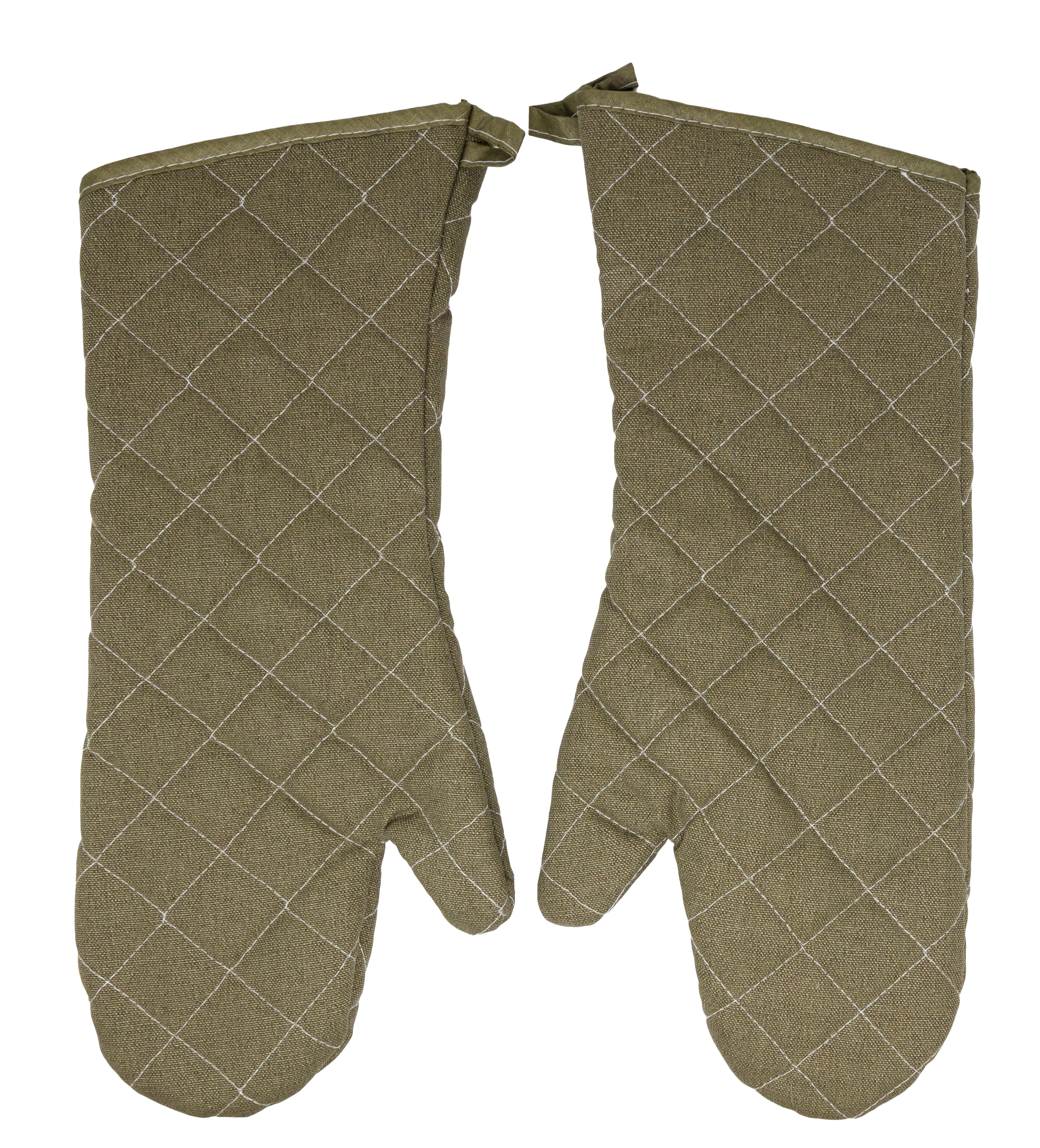 17" Oven Mitts with Lining and Green Cuff