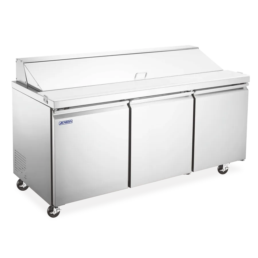 Aurora 71″ Three (3) Door Mega Top Refrigerated Prep Table, 19.5 cu.ft. (553 Liter), Stainless Steel