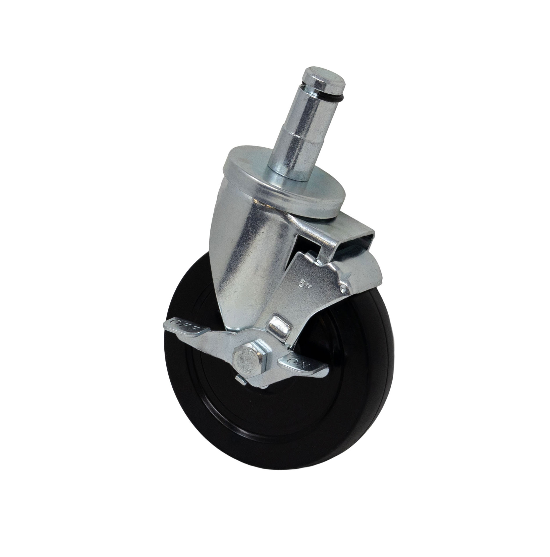 5″ Industrial Caster with Brakes for Chrome and Epoxy Stock Shelves