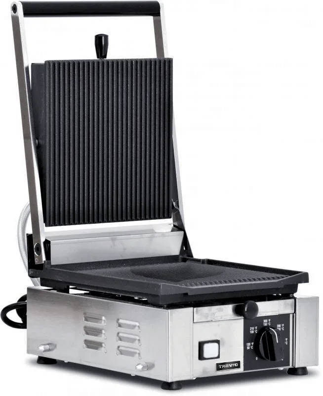Trento 10″ x 9″ Single Panini Grill with Top and Bottom Grooved Grill Surface