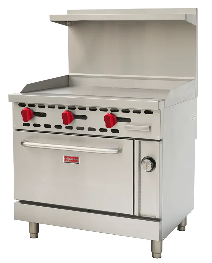 36″ Commercial Gas Range with 36″ Griddle and Standard Oven 93,000 BTU – Natural Gas