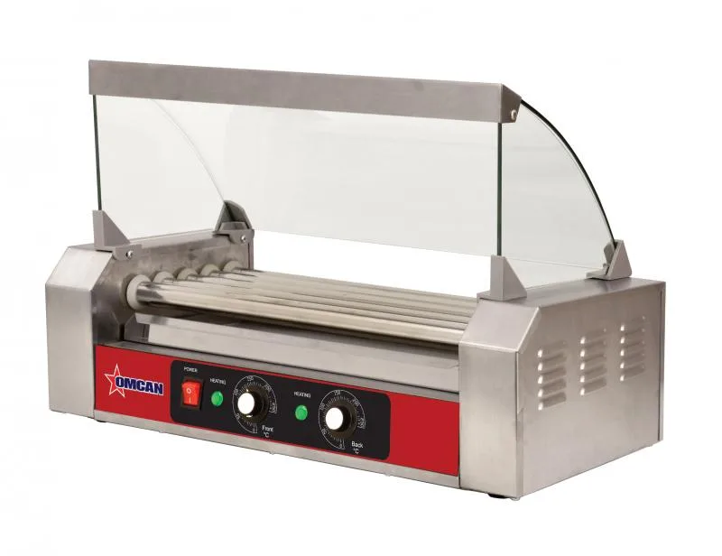 Glass Sneeze Guard for Hot Dog Roller with 9 Rollers