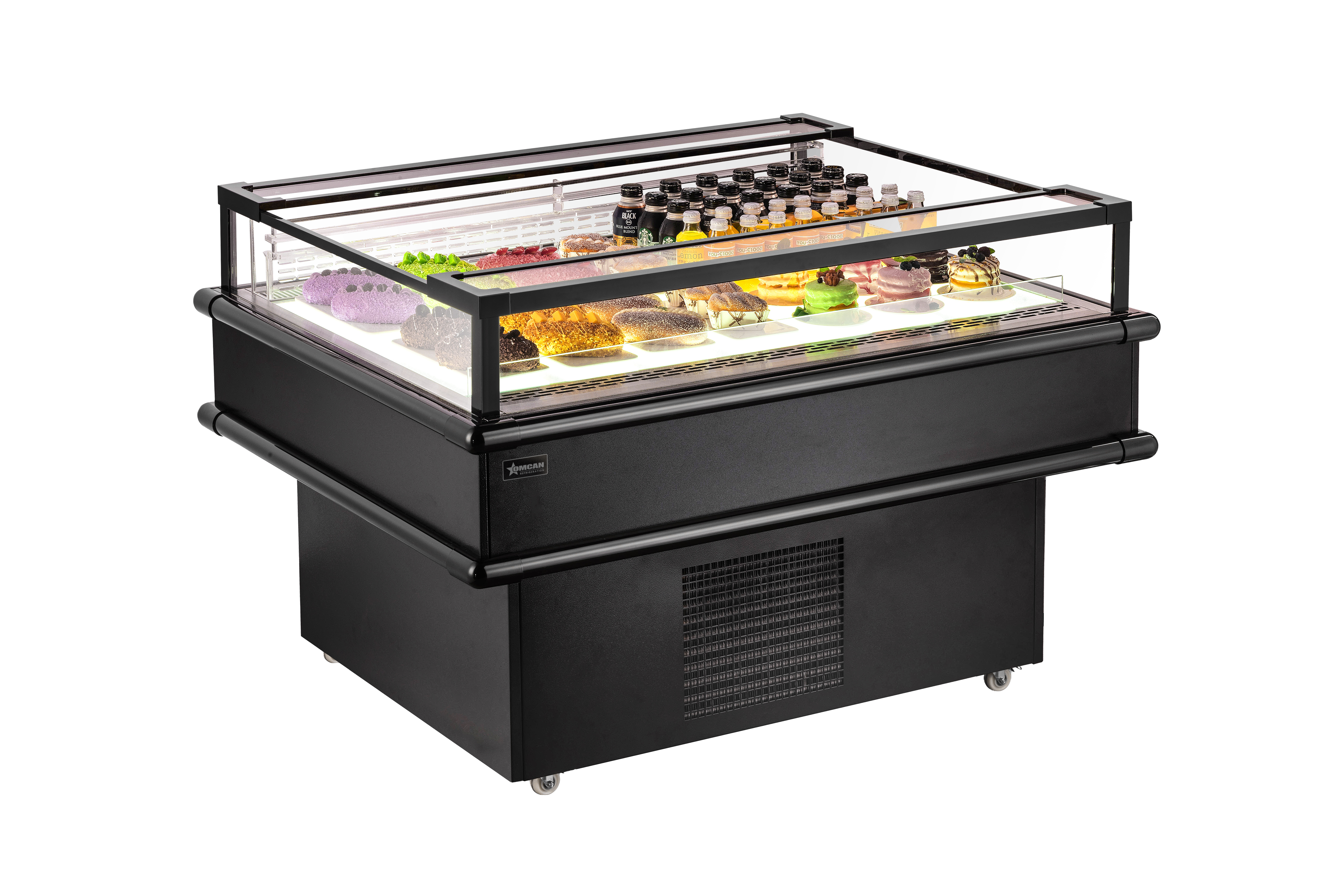 50” x 37.5” Refrigerated Island Top-Open Showcase, 5.7 cu.ft. (161 L), Black