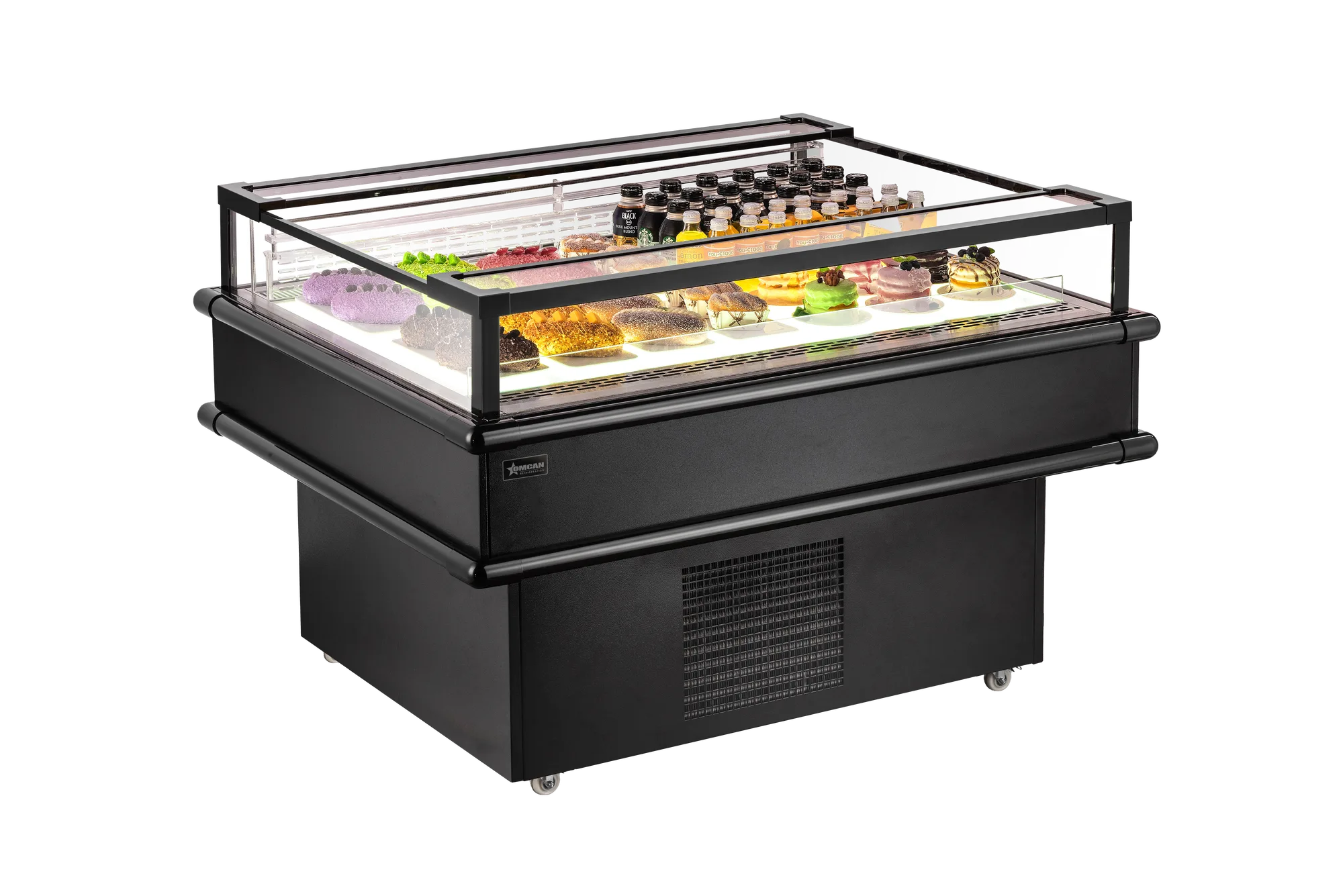 50” x 37.5” Refrigerated Island Top-Open Showcase, 5.7 cu.ft. (161 L), Black