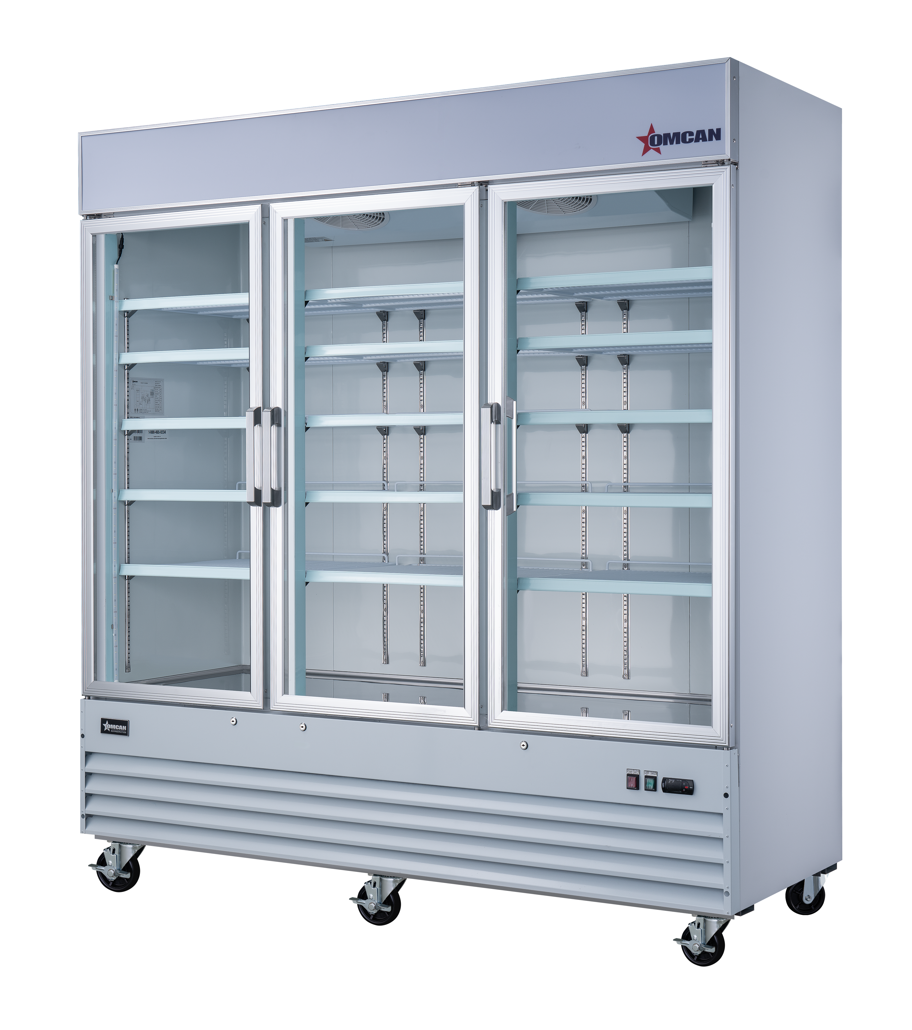 78″ Three (3) Glass Door Refrigerator, 53 cu.ft. (1500 L), White