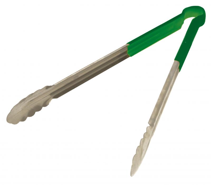 16" Heavy-Duty Utility Tongs with Green Plastic Handle