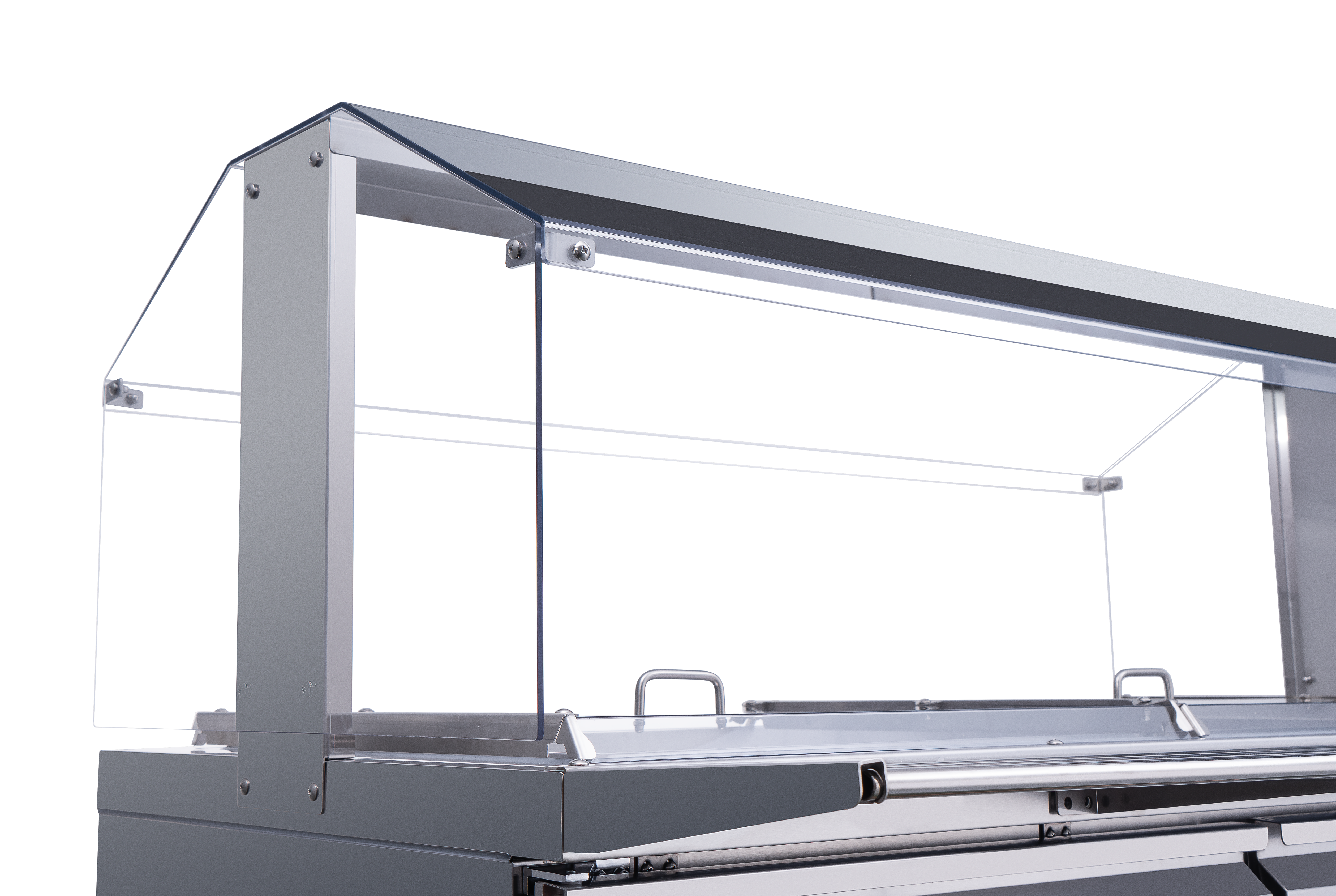 60″ Stainless Steel Refrigerated Salad Bar / Cold Food Table with Sneeze Guard, Tray Slide and Pan Covers