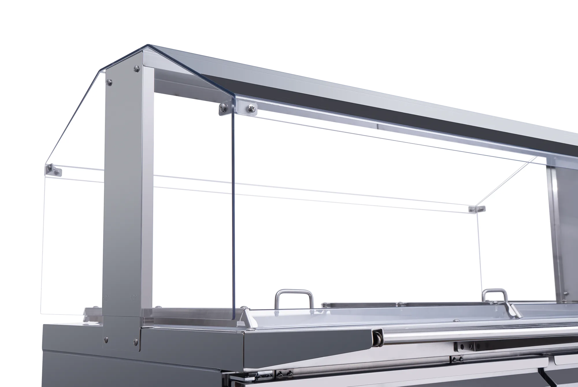 60″ Stainless Steel Refrigerated Salad Bar / Cold Food Table with Sneeze Guard, Tray Slide and Pan Covers