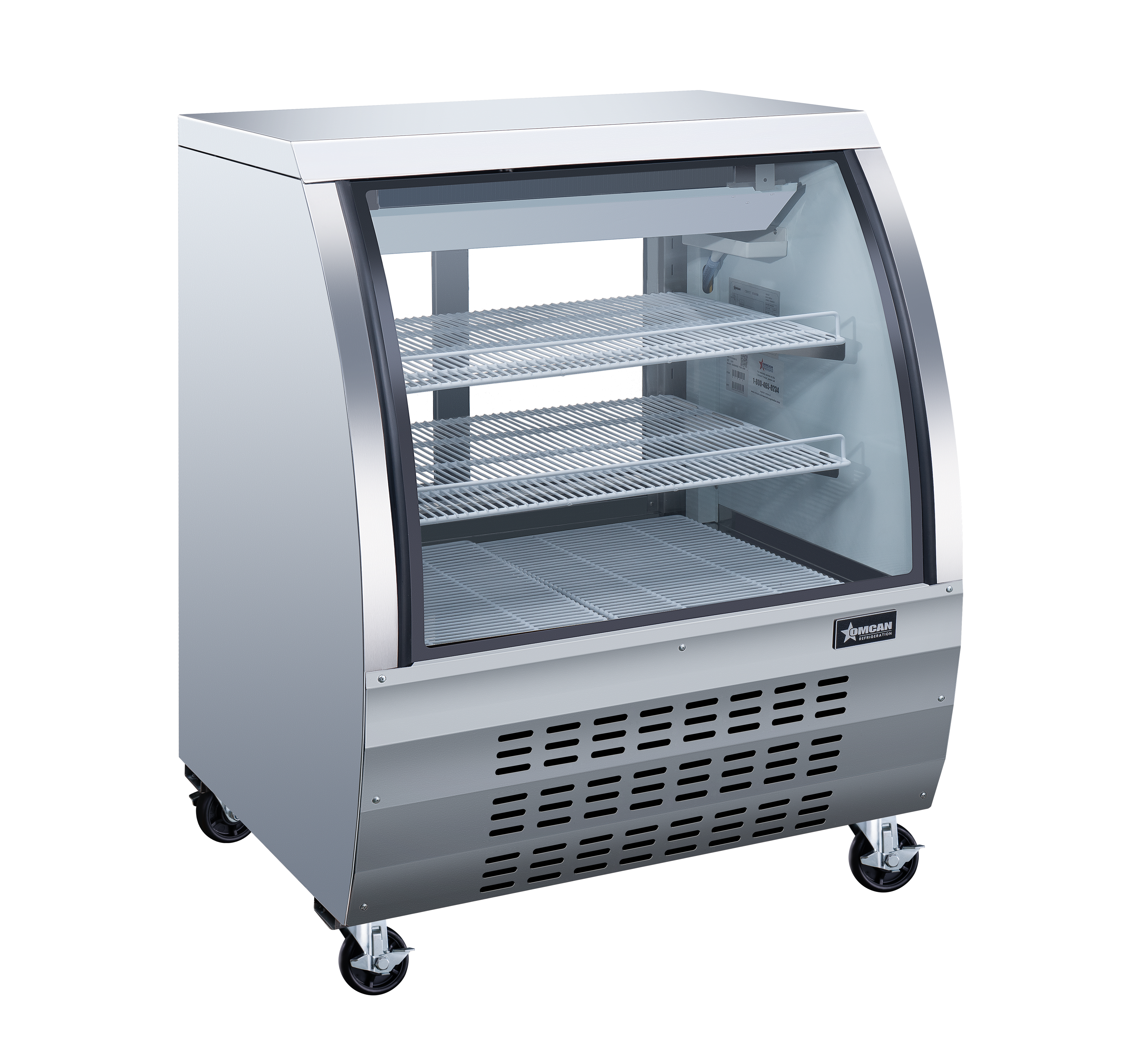 36″ Two (2) Shelf Floor Refrigerated Showcase, 11.6 cu.ft. (328 L), Stainless Steel