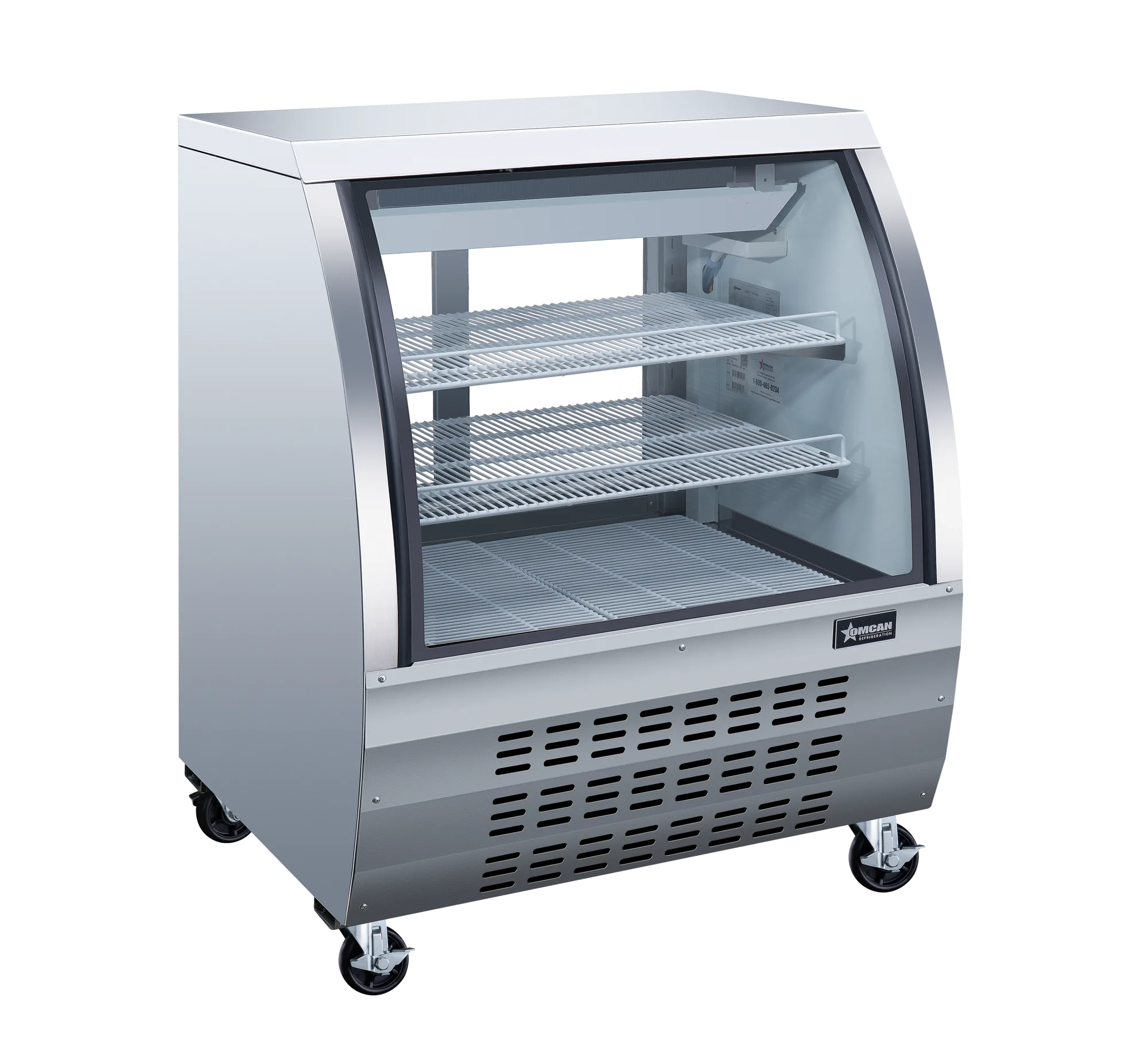 36″ Two (2) Shelf Floor Refrigerated Showcase, 11.6 cu.ft. (328 L), Stainless Steel