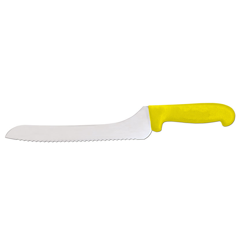 9" Slicer Off-Set Wave Edge Blade Knife with Yellow Polypropylene Handle