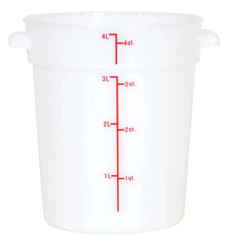 4 qt Polypropylene White Round Food Storage Container
