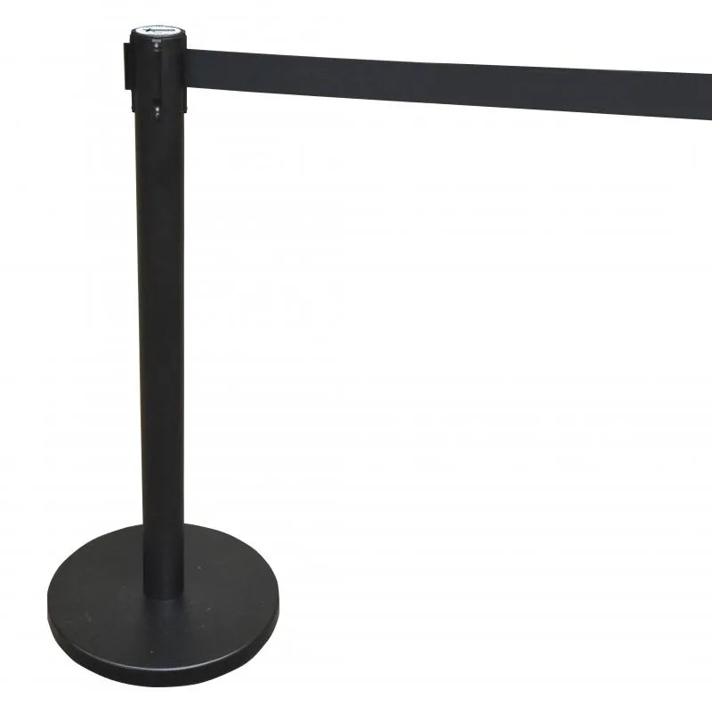 Black-Painted Steel Stanchions with Black Retractable Belt