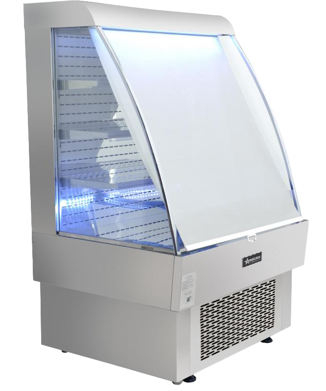 39″ Three (3) Shelf Grab-and-Go Open Refrigerated Floor Display Showcase, 13.42 cu.ft (380 L), Stainless Steel