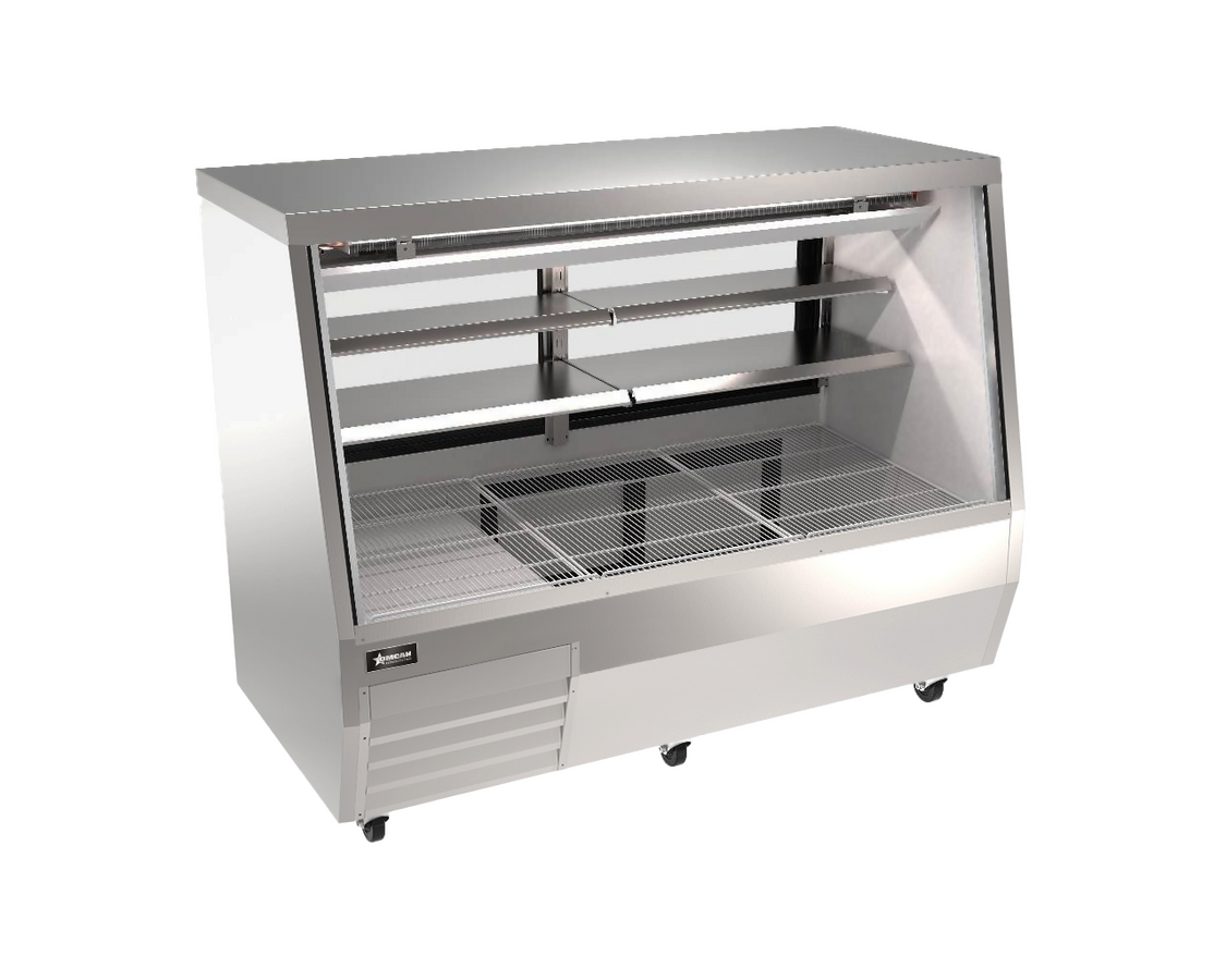 71” Square Stainless Steel Glass Refrigerated Double-Duty Deli Case