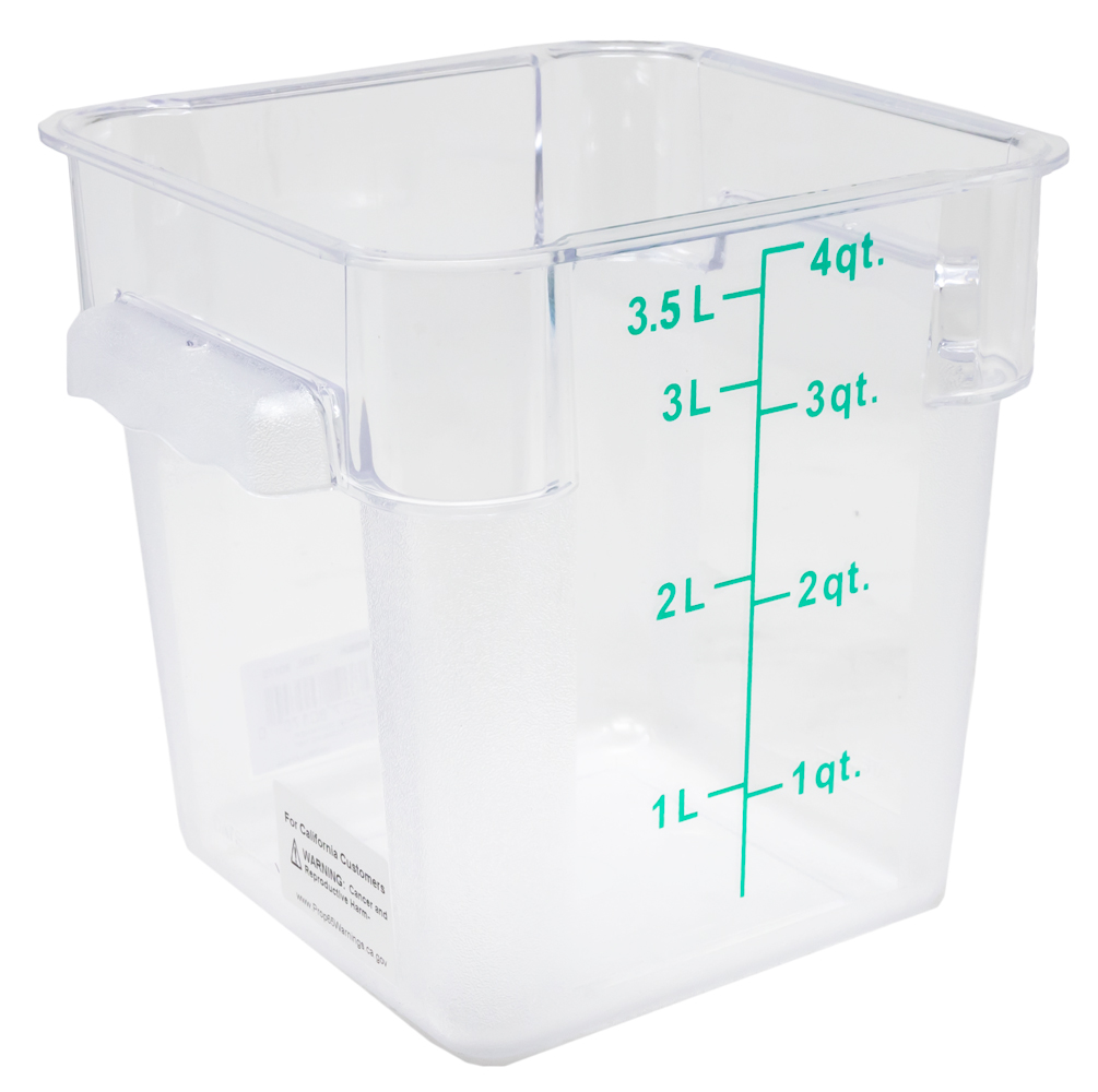 4 Qt. Polycarbonate Clear Square Food Storage Container