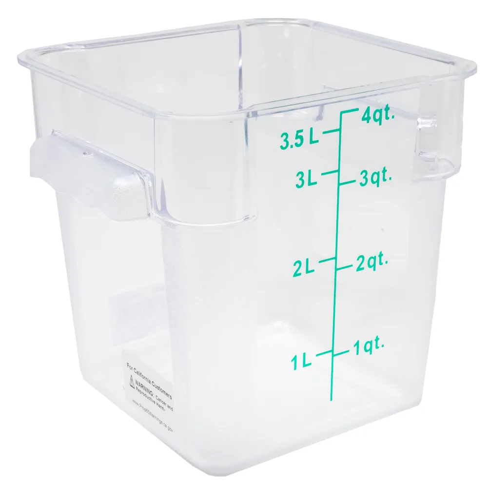 4 qt Polycarbonate Clear Square Food Storage Container