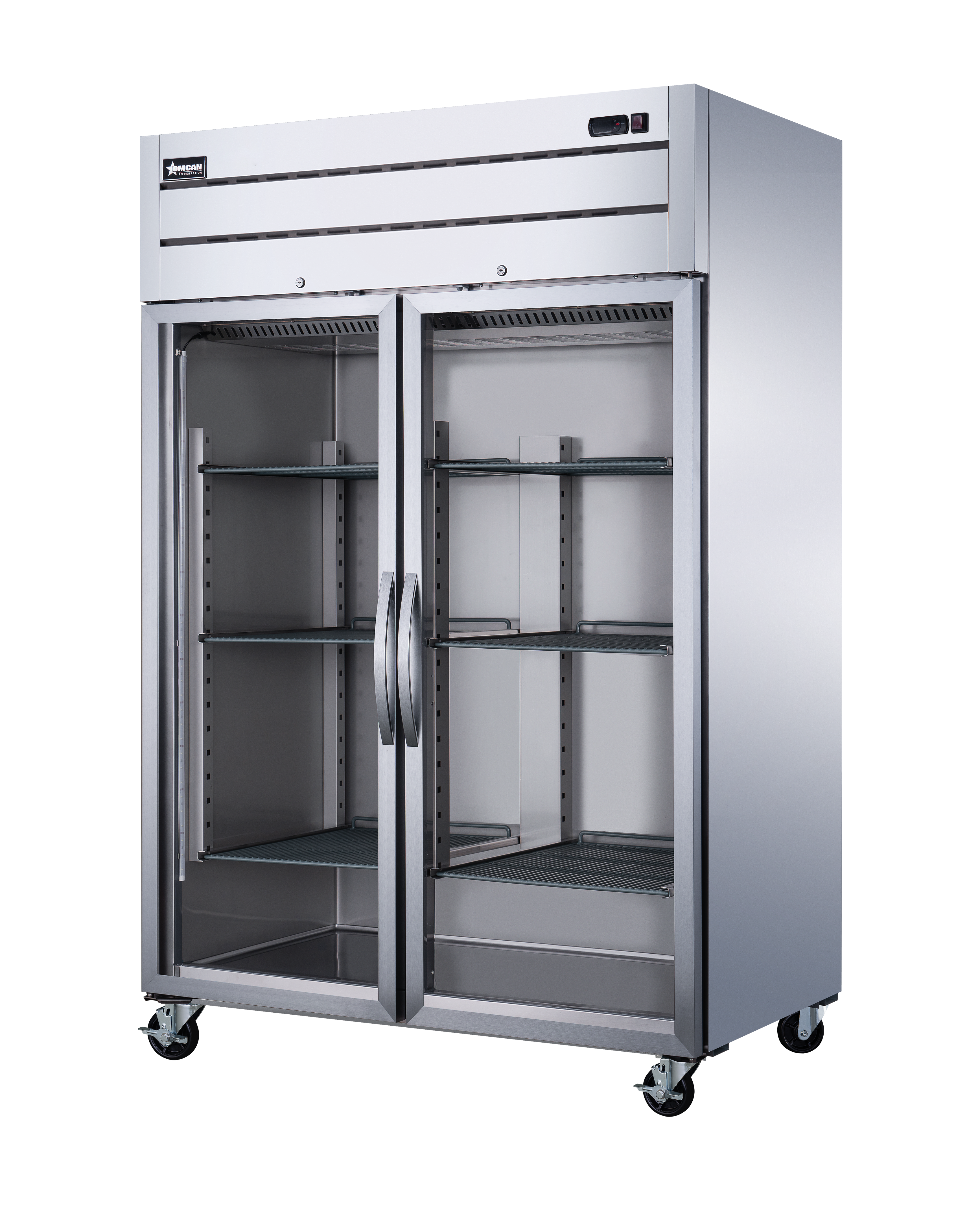 54″ Two (2) Glass Door Top Mounted Reach-In Refrigerator, 43.1 cu.ft. (1220 L), Stainless Steel
