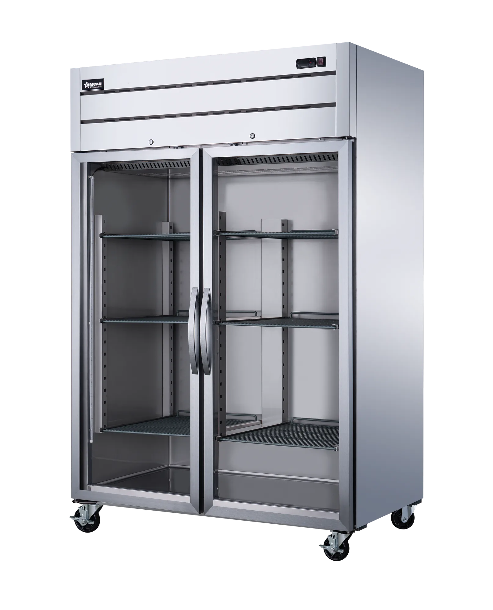 54″ Two (2) Glass Door Top Mounted Reach-In Refrigerator, 43.1 cu.ft. (1220 L), Stainless Steel