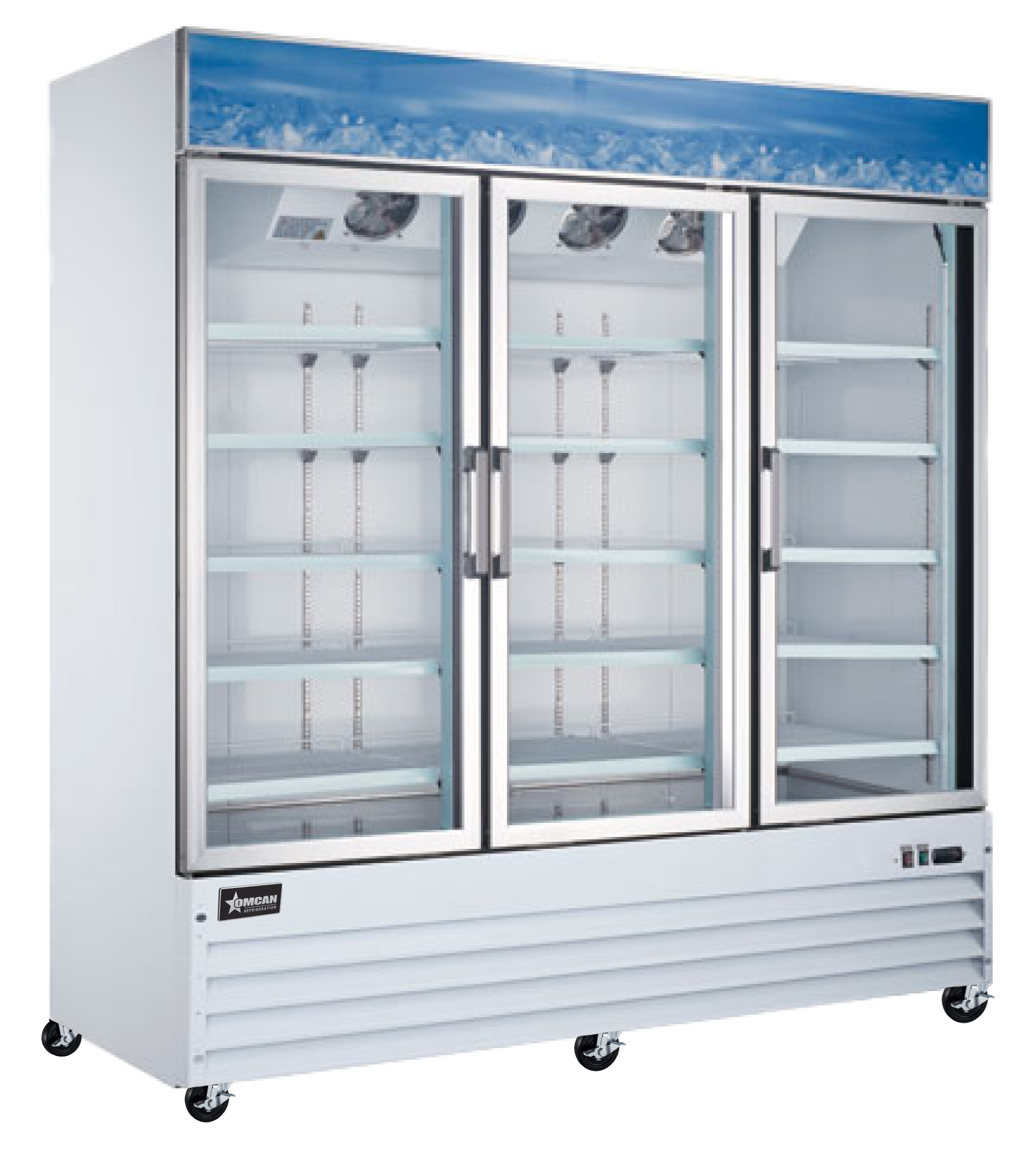 80" Three (3) Glass Door Freezer, 52.3 cu.ft. (1480 L), White
