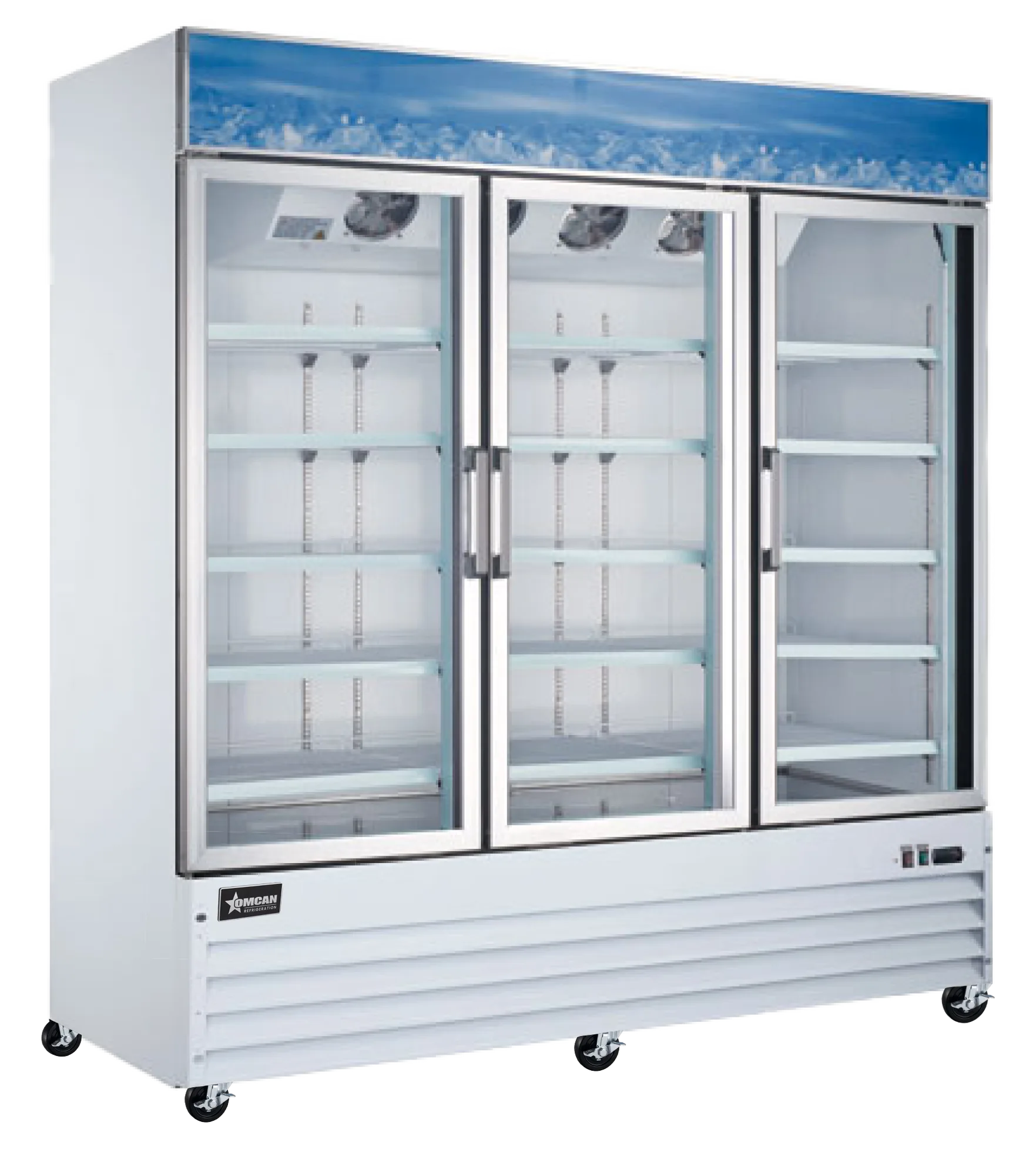 80" Three (3) Glass Door Freezer, 52.3 cu.ft. (1480 L), White