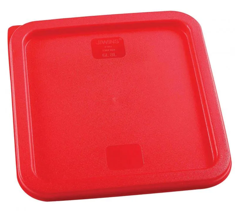 Red Polyethylene Lid for 6 / 8 qt Polycarbonate Square Storage Containers
