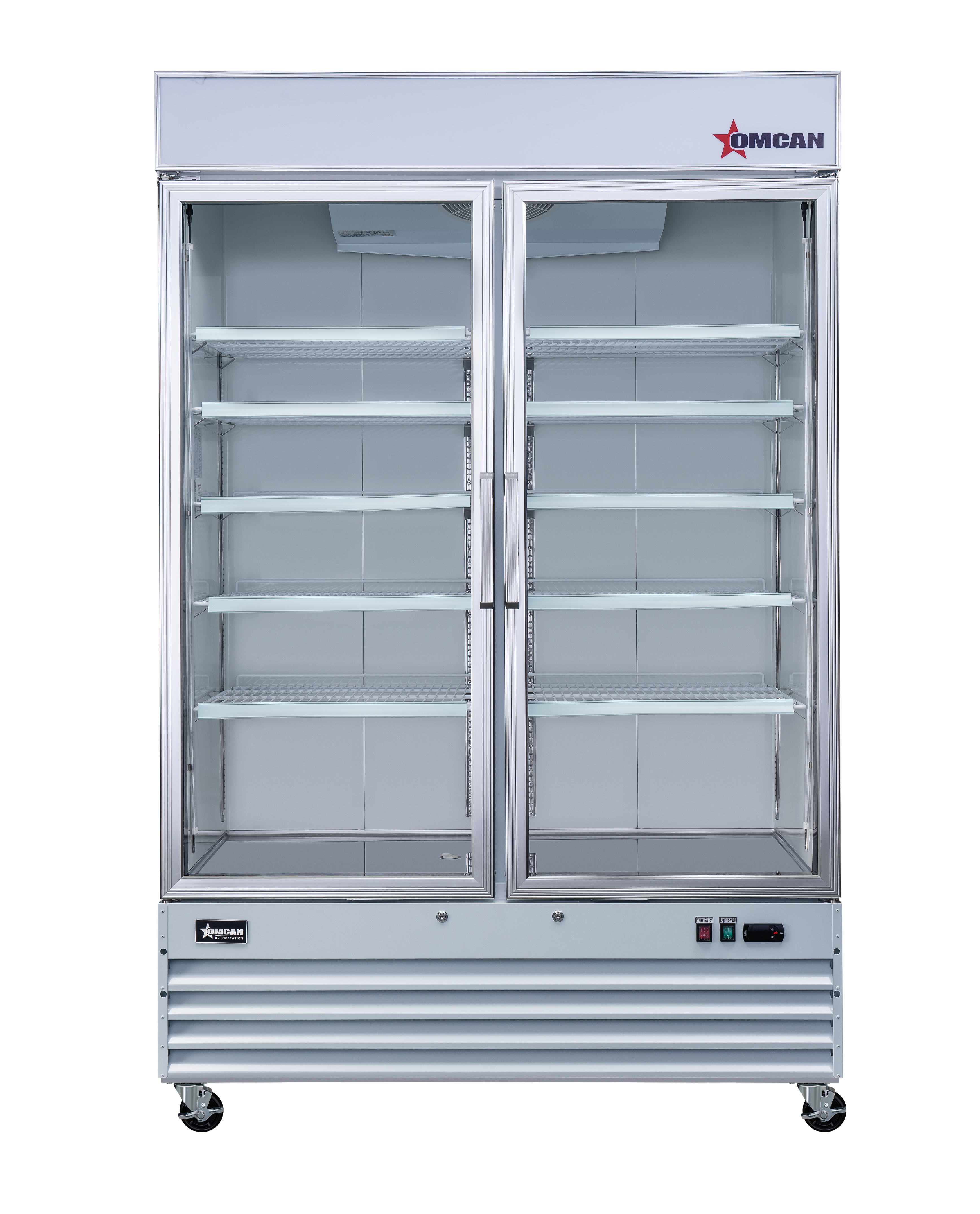 53” Two (2) Glass Door Display Refrigerator, 45 cu.ft. (1270 L), White